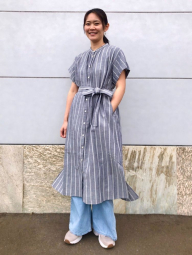 Женское платье-рубашка UNIQLO с поясом 1159843365 (Серый S)