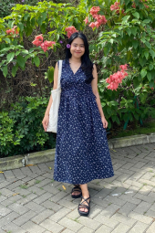 Хлопковое платье Uniqlo с принтом 1159850790 (Синий XL)