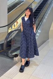 Хлопковое платье Uniqlo с принтом 1159850790 (Синий XL)