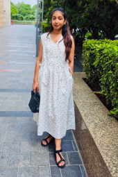 Хлопковое платье Uniqlo с принтом 1159851321 (Белый XS)