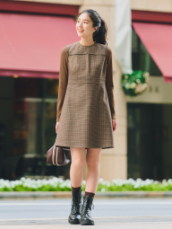 Женское короткое платье Uniqlo 1159853343 (Коричневый S)