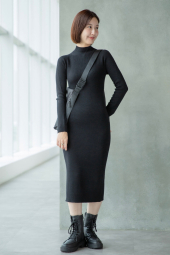 Жіноче плаття із 3D-в'язаної суміші мериносової вовни UNIQLO 1159855269 (Чорний XS)