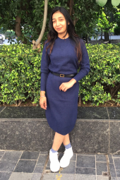 Платье из пряжи Soufflé от Uniqlo 1159855327 (Синий XS)