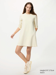 Женское платье-мини UNIQLO эластичное 1159948635 (Молочный M)