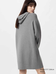 Вязаное платье-худи Uniqlo 1160358238 (Серый M)
