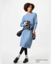 Платье из пряжи Soufflé от Uniqlo 1160370718 (Голубой L)