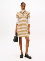 Женское платье-поло Tommy Hilfiger в полоску 1161143927 (Бежевый/Коричневый S)