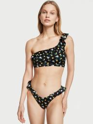 Женские плавки бразильяны Victoria's Secret с рюшами 1159838579 (Черный XL)