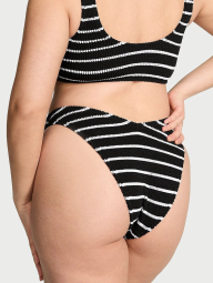 Женские плавки бразильяны Victoria's Secret из жатой ткани 1162433529 (Черный/Белый M/L)