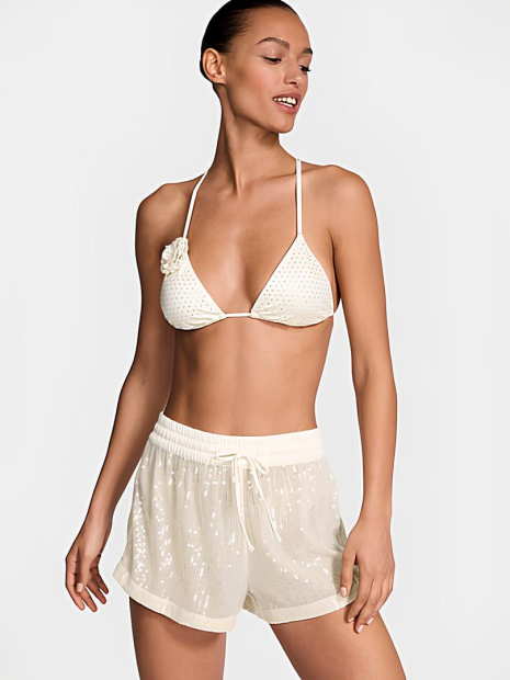 Пляжные шорты Victoria's Secret с пайетками 1159861724 (Молочный XL)