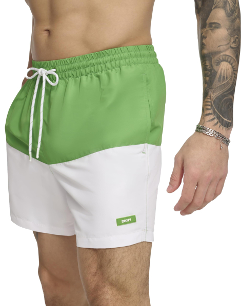 Мужские пляжные шорты Volley DKNY с защитой от солнца UPF 40+ Protection быстросохнущие 1159841119 (Белый/Зеленый XL)
