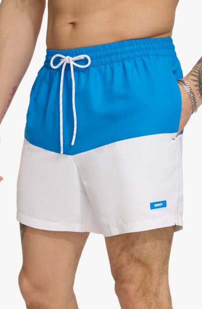 Мужские пляжные шорты Volley DKNY с защитой от солнца UPF 40+ Protection быстросохнущие 1159849231 (Белый/Голубой XXL)