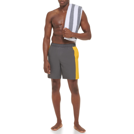 Шорты мужские для плавания Calvin Klein с UPF 40+ 1159849472 (Серый/Желтый S)