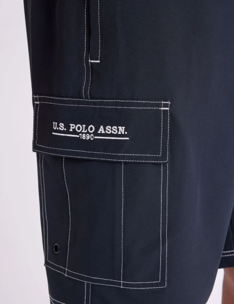 Шорты мужские для плавания U.S. Polo Assn карго с защитой UPF 50 1162881537 (Черный M)