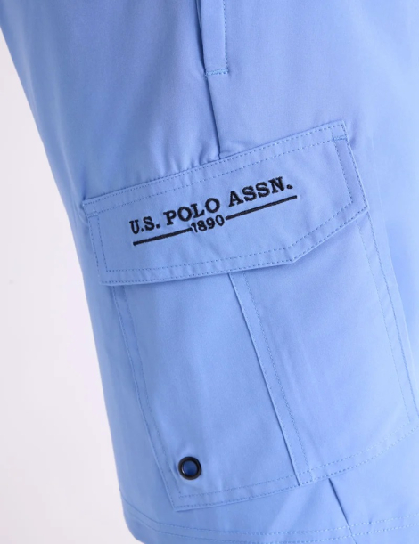 Шорты мужские для плавания U.S. Polo Assn карго с защитой UPF 50 1162835740 (Голубой S)