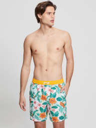 Мужские шорты для плавания GUESS на завязках с принтом 1159846584 (Белый XXL)