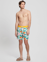 Мужские шорты для плавания GUESS на завязках с принтом 1159846584 (Белый XXL)