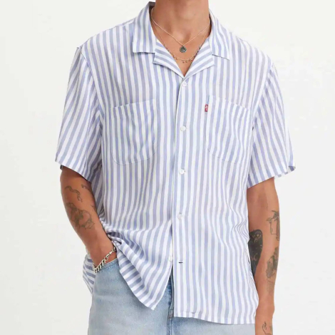 Мужская тенниска в полоску Levi's с коротким рукавом 1159840315 (Синий/Белый 4XL)