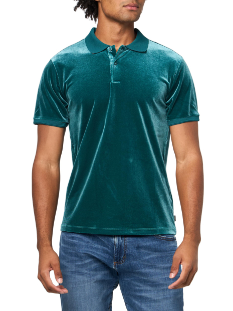 Мужское велюровое поло GUESS 1159846639 (Бирюзовый L)
