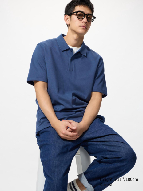 Футболка-поло UNIQLO AIRism 1159849956 (Синий XXL)