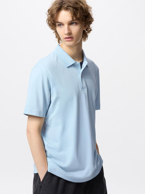 Футболка-поло UNIQLO AIRism 1159852370 (Голубой XXL)