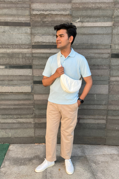 Футболка-поло UNIQLO AIRism 1159852370 (Голубой XXL)