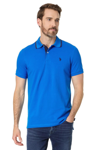 Чоловіче поло US Polo Assn з логотипом 1159855082 (Синій XXL)