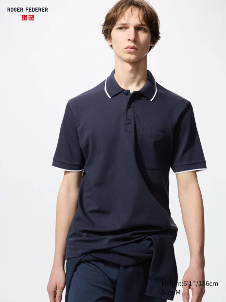 Классическое поло Roger Federer and UNIQLO AIRism 1159858194 (Синий XL)