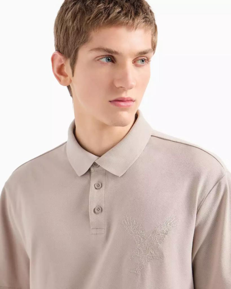 Мужское поло Armani Exchange с вышивкой 1159863344 (Бежевый XXL)
