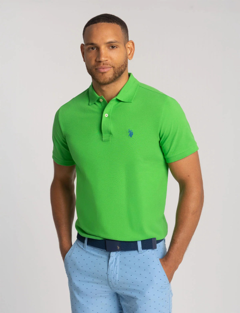 Мужское поло U.S. Polo Assn с логотипом 1160824354 (Зеленый L)