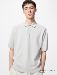 Футболка-поло UNIQLO из вязаной ткани 1159846042 (Серый XXL)
