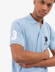 Мужское поло U.S. Polo Assn с логотипом 1159851721 (Голубой S)
