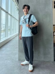 Футболка-поло UNIQLO AIRism 1159852370 (Голубой XXL)