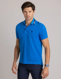 Футболка-поло U.S. Polo Assn с логотипом 1159863082 (Голубой M)
