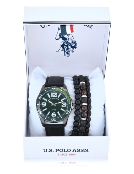Подарочный набор U.S. Polo Assn часы и браслеты 1159854531 (Черный One size)