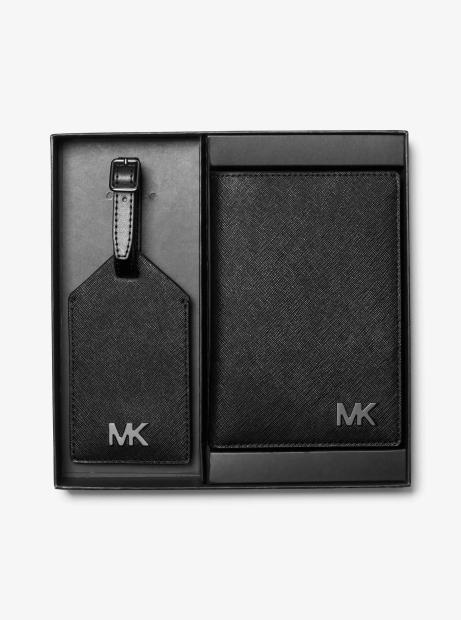 Подарочный набор Michael Kors обложка для паспорта и багажная бирка 1163355611 (Черный One size)