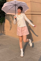 Компактный зонт UNIQLO с защитой от УФ-излучения 1159853783 (Розовый One size)