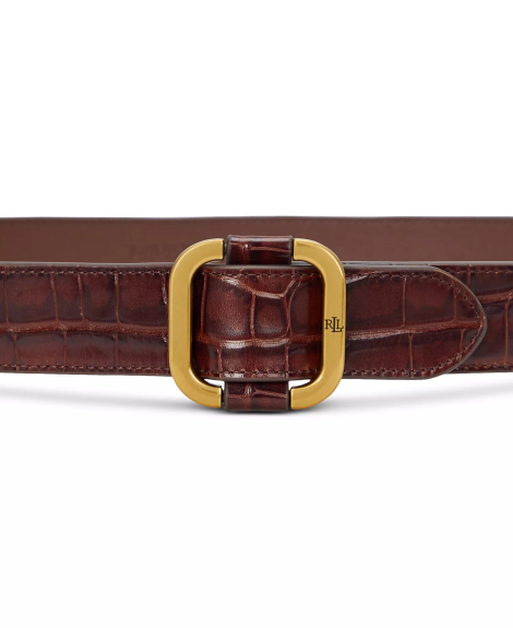 Кожаный ремень Ralph Lauren с тиснением под крокодила 1159846016 (Коричневый XL)