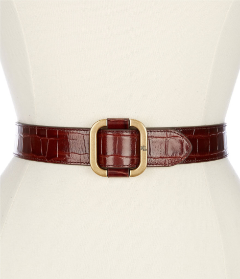 Кожаный ремень Ralph Lauren с тиснением под крокодила 1159846016 (Коричневый XL)