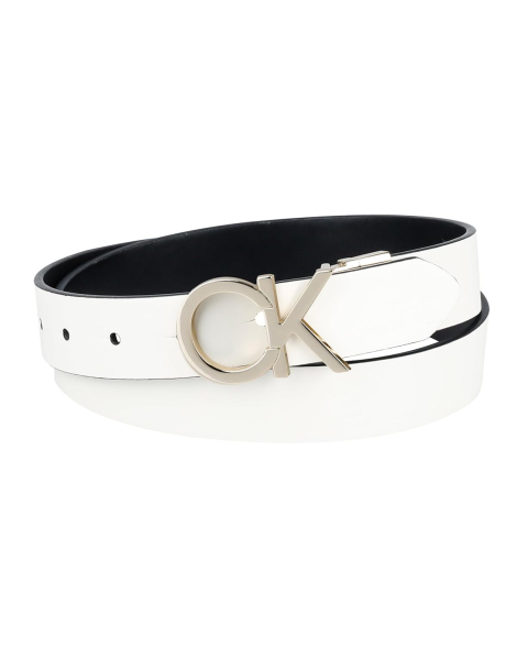 Жіночий ремінь шкіряний Calvin Klein двосторонній 1159848920 (Чорний/Молочний M)