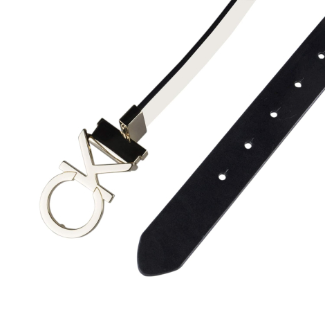 Жіночий ремінь шкіряний Calvin Klein двосторонній 1159848920 (Чорний/Молочний M)