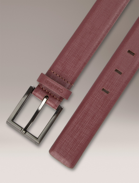 Чоловічий ремінь шкіряний Calvin Klein з логотипом 1159853491 (Бордовий 34-36)