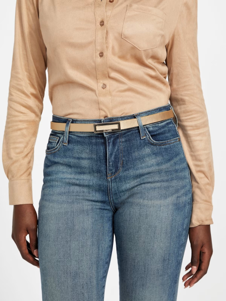 Набір жіночих тонких ременів Guess з екошкіри 1159854550 (Чорний/Золотистий L)