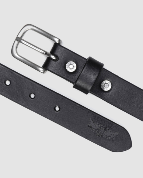 Мужской кожаный ремень Levi's 1159857768 (Черный 44)