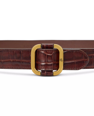 Кожаный ремень Ralph Lauren с тиснением под крокодила 1159846016 (Коричневый XL)