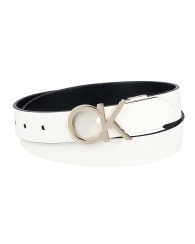 Жіночий ремінь шкіряний Calvin Klein двосторонній 1159848920 (Чорний/Молочний M)