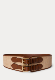 Широкий женский пояс с двойной пряжкой Ralph Lauren 1161217472 (Коричневый/Молочный XL)