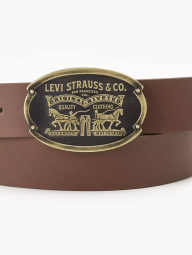 Фирменный кожаный ремень Levi's с большой винтажной пряжкой 1161535747 (Коричневый 42)