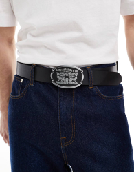 Фирменный кожаный ремень Levi's с большой винтажной пряжкой 1162560263 (Черный 42)