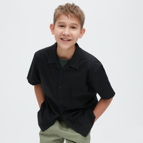 Дитяча сорочка з коротким рукавом Uniqlo 1159786774 (Чорний, 125-135)